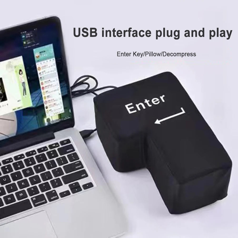 USB Enter Key Vent Pillow Soft Computer Button Return Key For Offices Decompression Pillow Stress Relief Toy Enter Huge Button